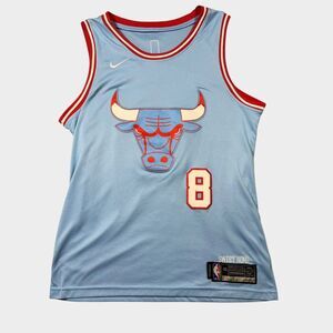 Zach LaVine Chicago Bulls Nike City Edition Jersey Blue Chicago Flag Men’s 48 Lg